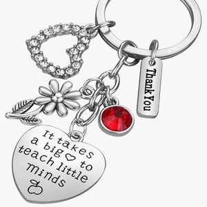 NWTTeacher, appreciation, keychain, heart-shaped, red and silver Keychain heart